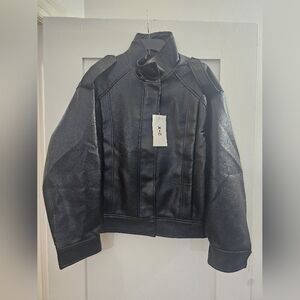 Pebbled Black P/U Bomber Jacket